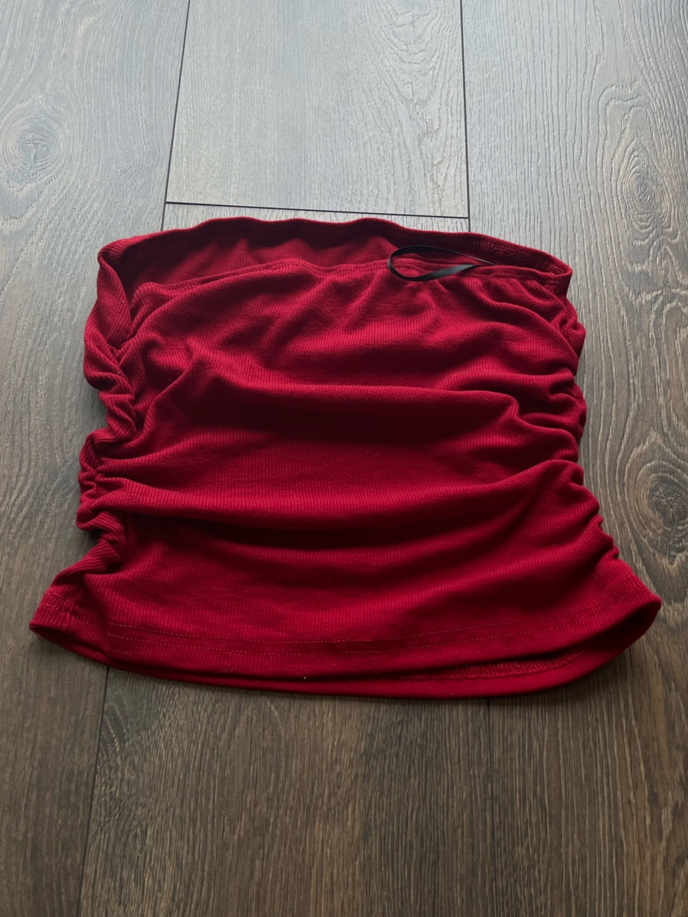 Red Ruched Tube Top - Picture 2 of 5